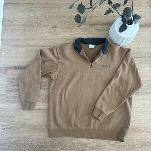 Columbia Men's XL Quarter Zip Fleece Pullover Brown Tan